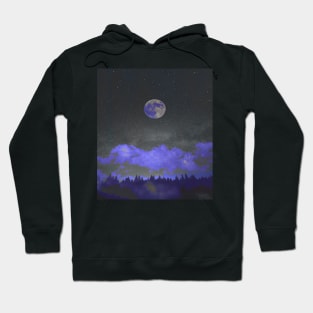 Blue Moon Spooky Night Sky Hoodie